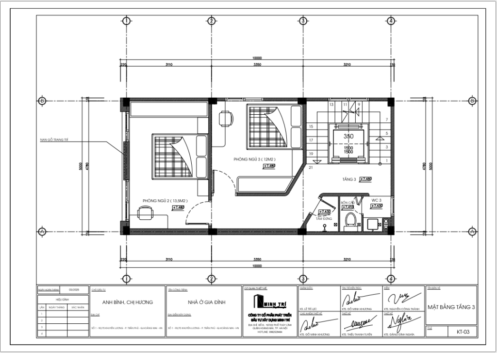 Bản vẽ mặt bằng kiến trúc tầng 03