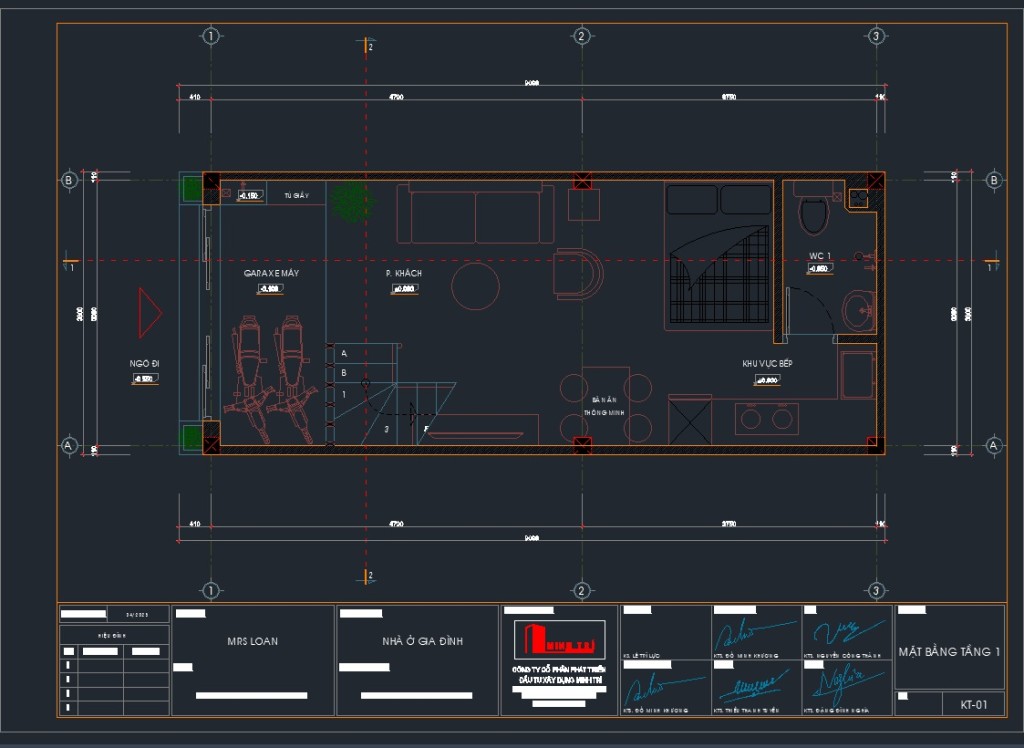 Mặt bằng thiết kế Autocad tầng 1 nhà phố 400 triệu