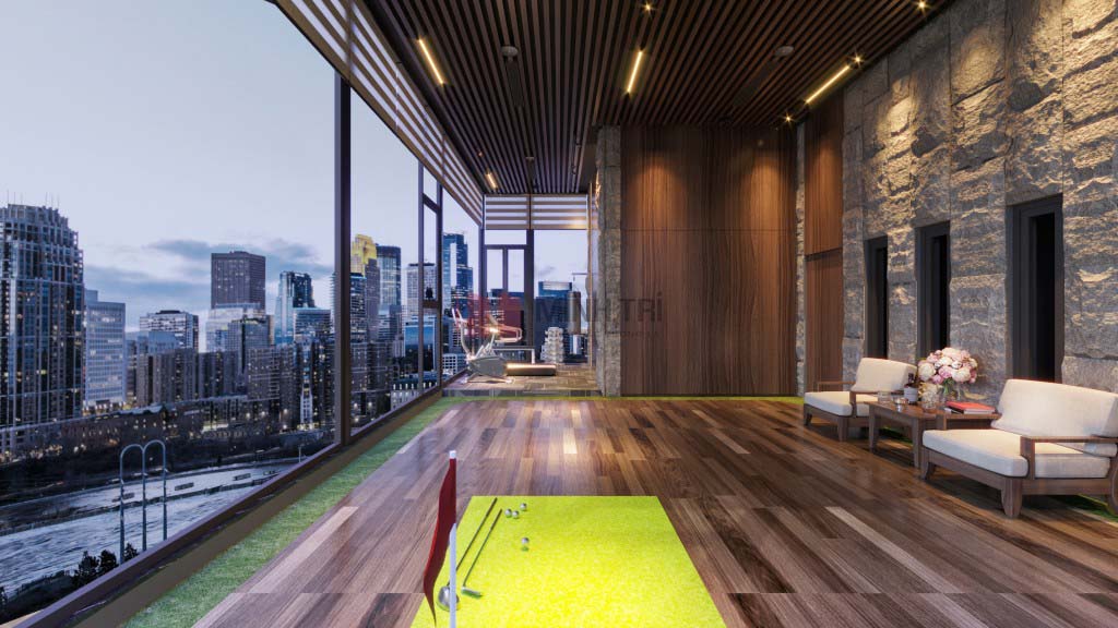 Phối cảnh nội thất phòng tập Golf view 2
