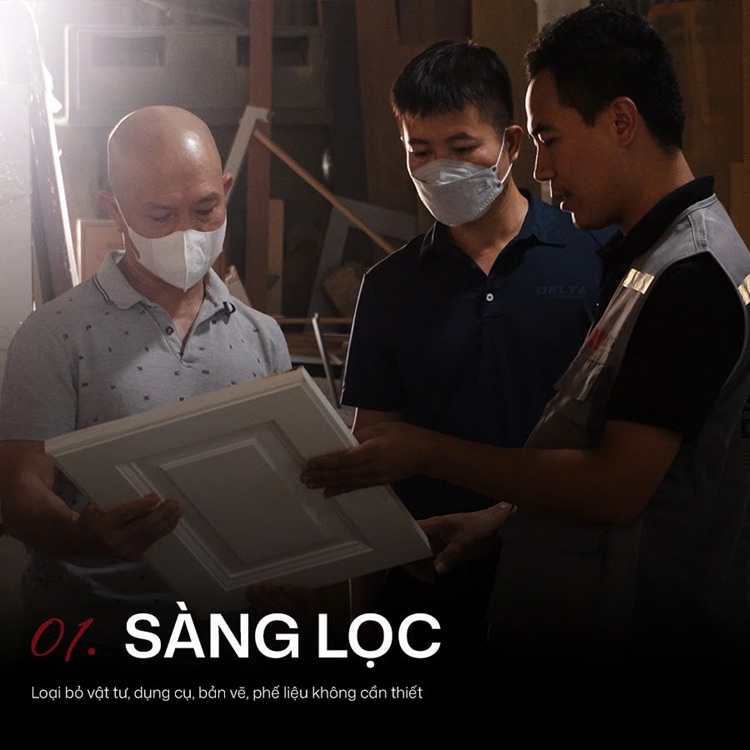 Quy trình gia công sản xuất tại xưởng nội thất Minh Trí - Sàng lọc